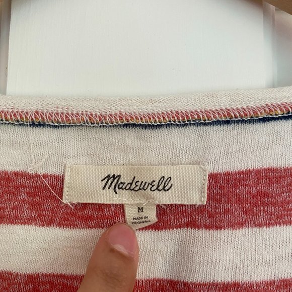 SOLD EUC Madewell Skyline V-Neck Tee - Jay Stripe - M - Picture 6 of 7
